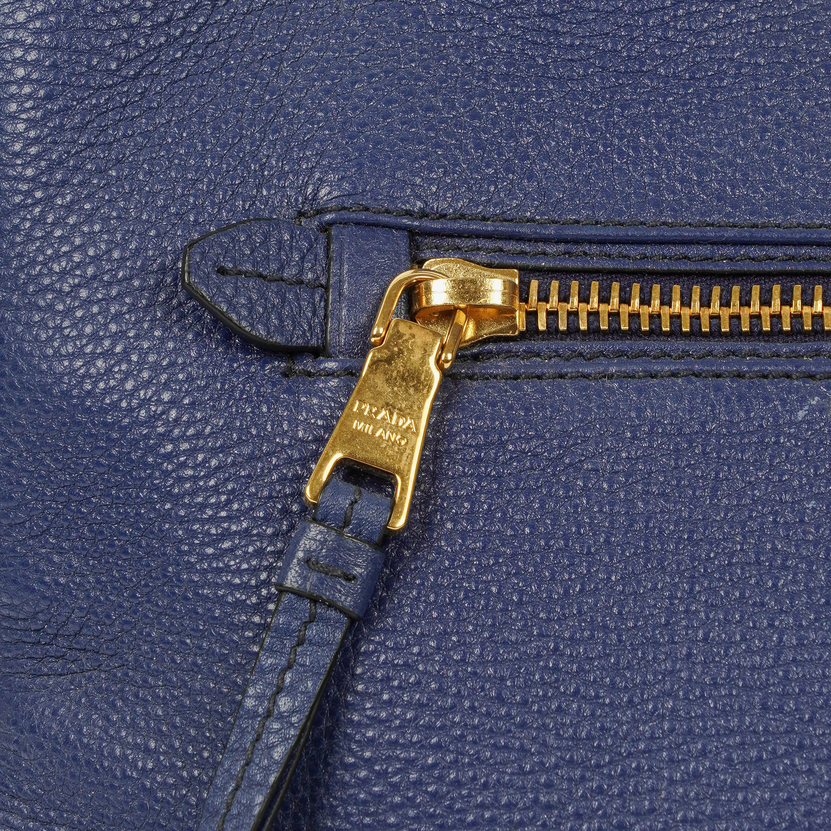 Prada Blue Leather Tote Bag