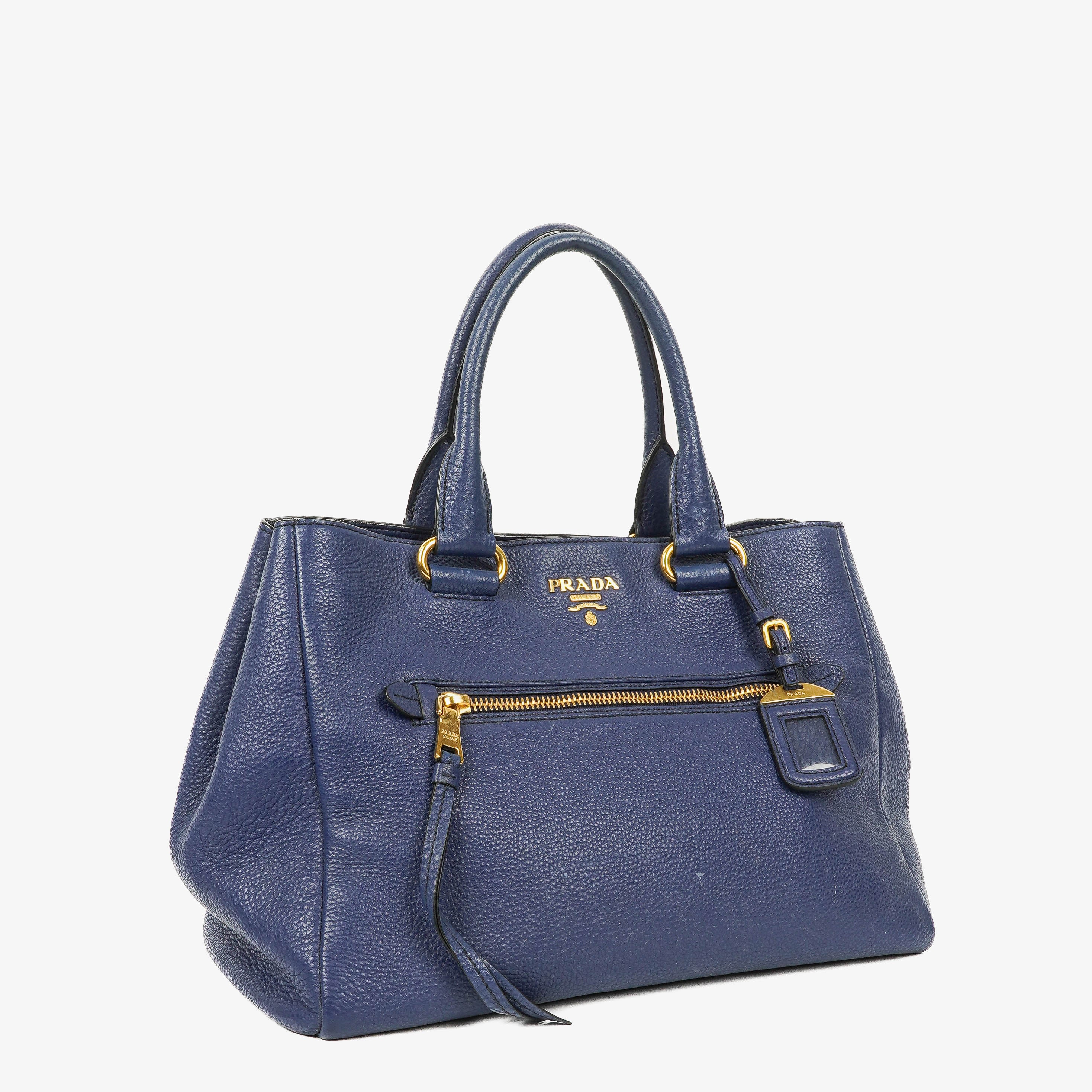 Prada Blue Leather Tote Bag