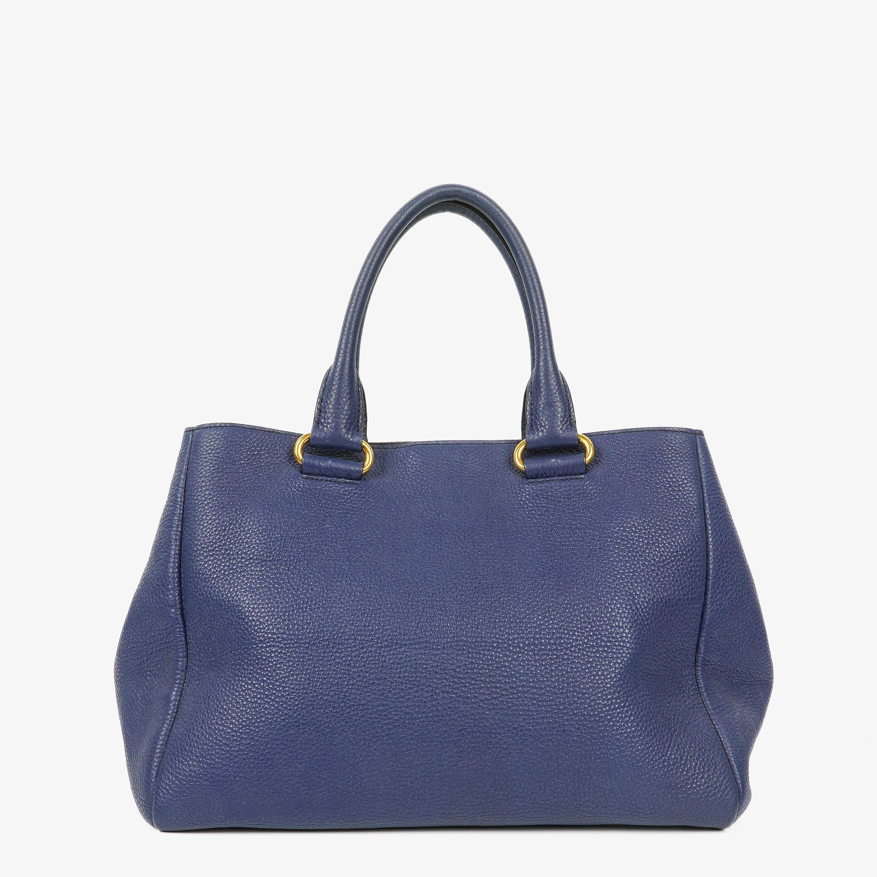 Prada Blue Leather Tote Bag