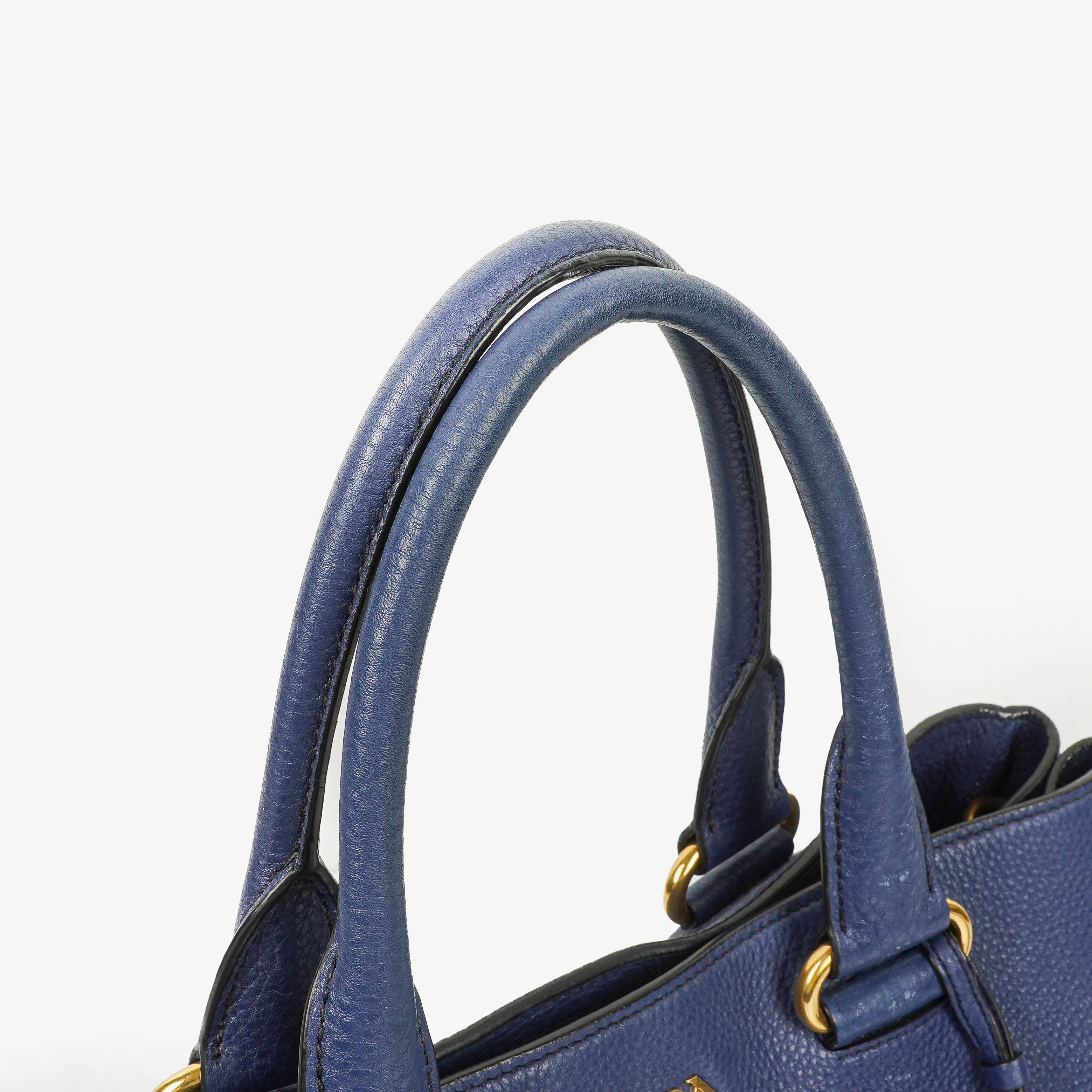Prada Blue Leather Tote Bag