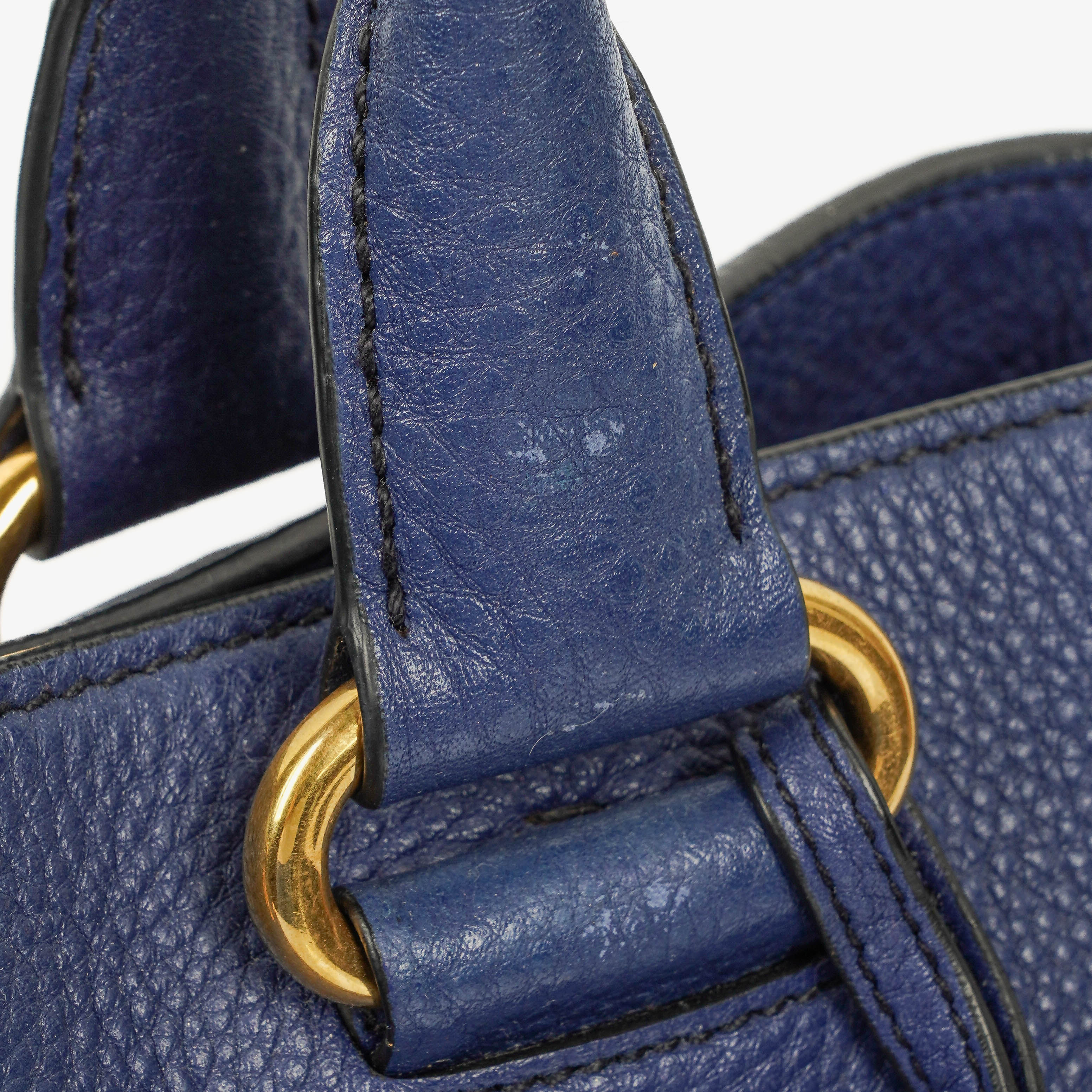 Prada Blue Leather Tote Bag