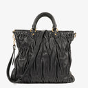 Miu Miu Matelasse Black Leather Tote Bag