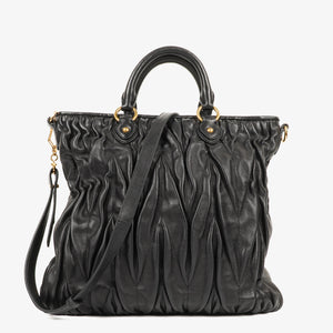 Miu Miu Matelasse Black Leather Tote Bag