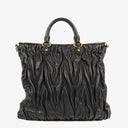Miu Miu Matelasse Black Leather Tote Bag