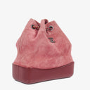 Chanel Quilted Suede Small Gabrielle Bucket Bag With Gold-Tone, Silver And Aged Silver Hardware