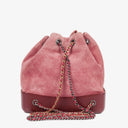 Chanel Quilted Suede Small Gabrielle Bucket Bag With Gold-Tone, Silver And Aged Silver Hardware