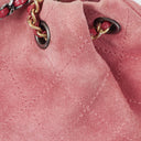 Chanel Quilted Suede Small Gabrielle Bucket Bag With Gold-Tone, Silver And Aged Silver Hardware