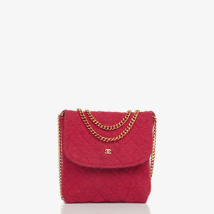 Chanel Micro Jersey Quilted Red Flap Bag