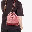 Chanel Quilted Suede Small Gabrielle Bucket Bag With Gold-Tone, Silver And Aged Silver Hardware