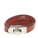 Hermes Kelly Double Tour Rouge H Swift Leather Bracelet Palladium Hardware