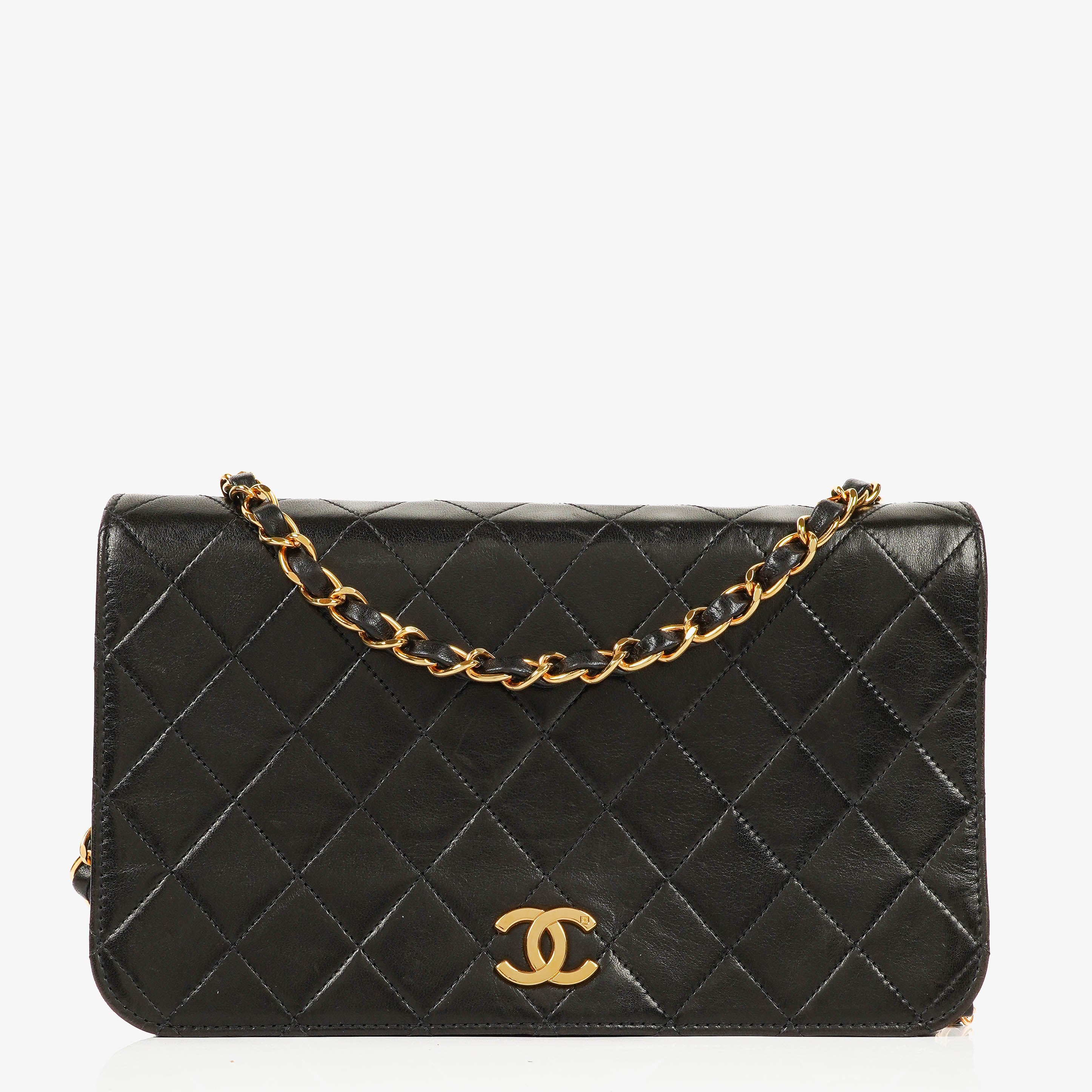 Chanel Classic Full Flap Bag Black Quilted Lambskin 24K Gold-Plated Hardware