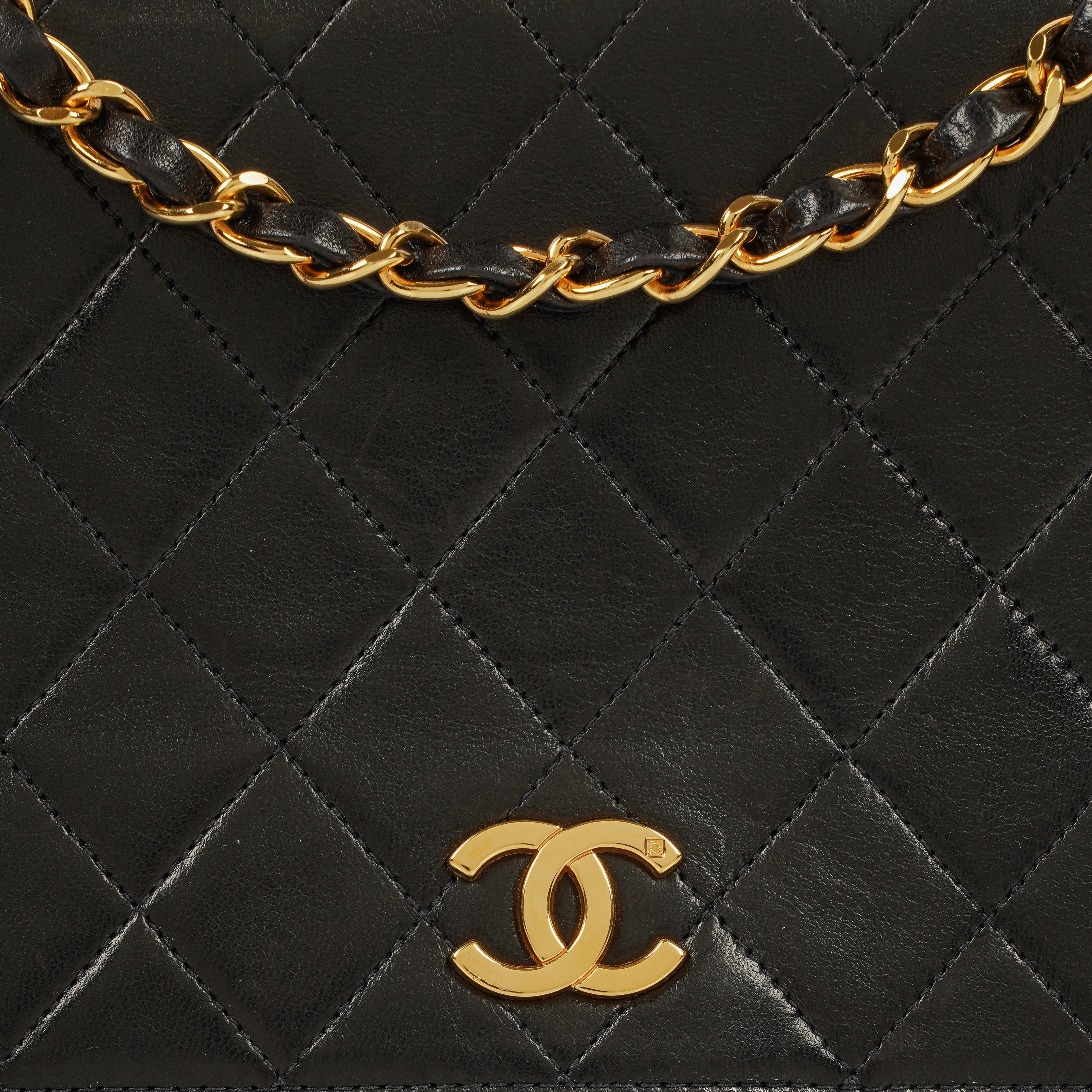 Chanel Classic Full Flap Bag Black Quilted Lambskin 24K Gold-Plated Hardware