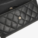Chanel Large Boy Gusset Black Leather Quilted Flap Wallet