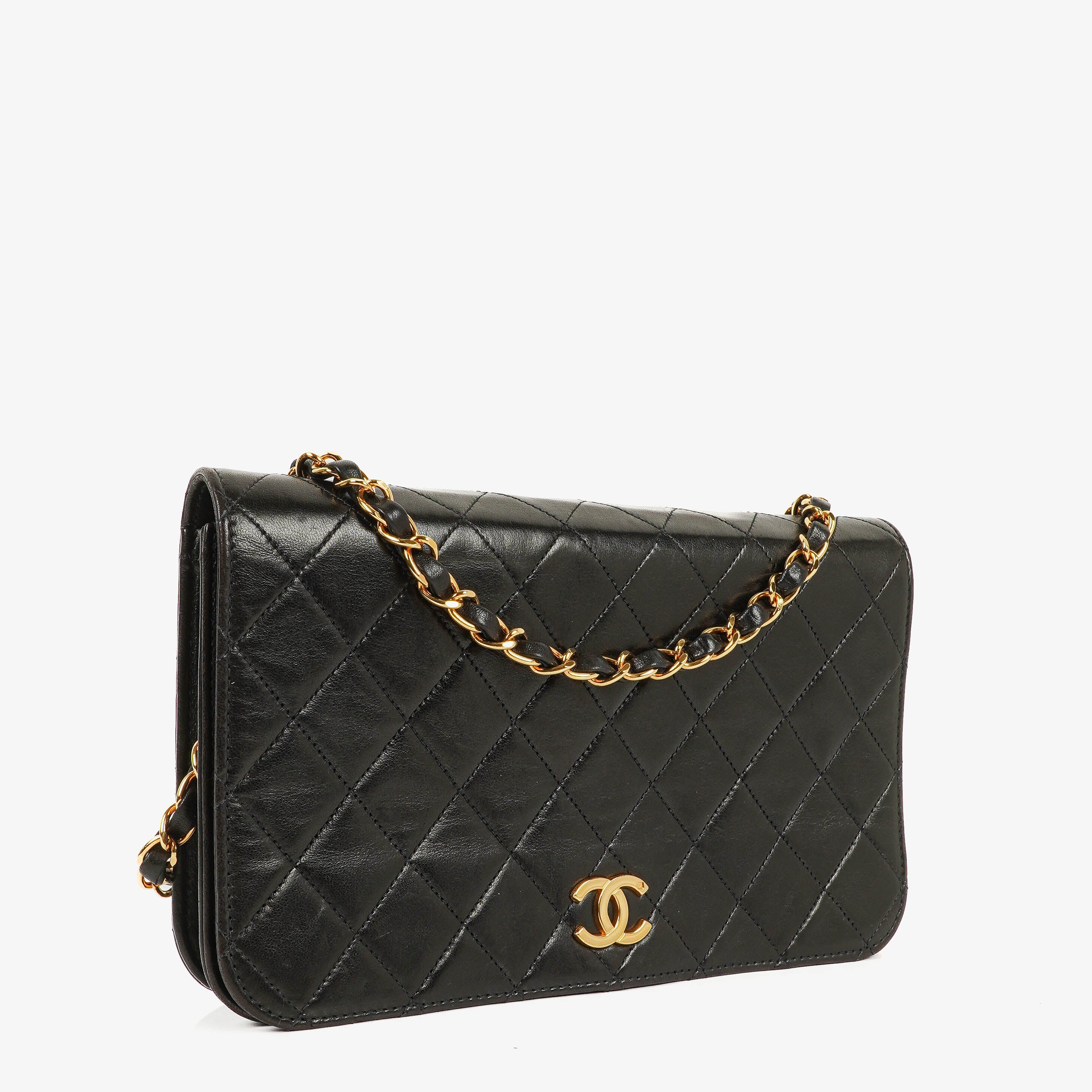 Chanel Classic Full Flap Bag Black Quilted Lambskin 24K Gold-Plated Hardware