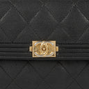 Chanel Large Boy Gusset Black Leather Quilted Flap Wallet