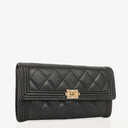 Chanel Large Boy Gusset Black Leather Quilted Flap Wallet