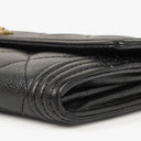 Chanel Large Boy Gusset Black Leather Quilted Flap Wallet