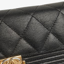 Chanel Large Boy Gusset Black Leather Quilted Flap Wallet