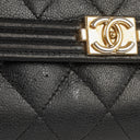 Chanel Large Boy Gusset Black Leather Quilted Flap Wallet