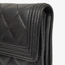 Chanel Large Boy Gusset Black Leather Quilted Flap Wallet