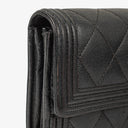 Chanel Large Boy Gusset Black Leather Quilted Flap Wallet