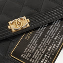 Chanel Large Boy Gusset Black Leather Quilted Flap Wallet