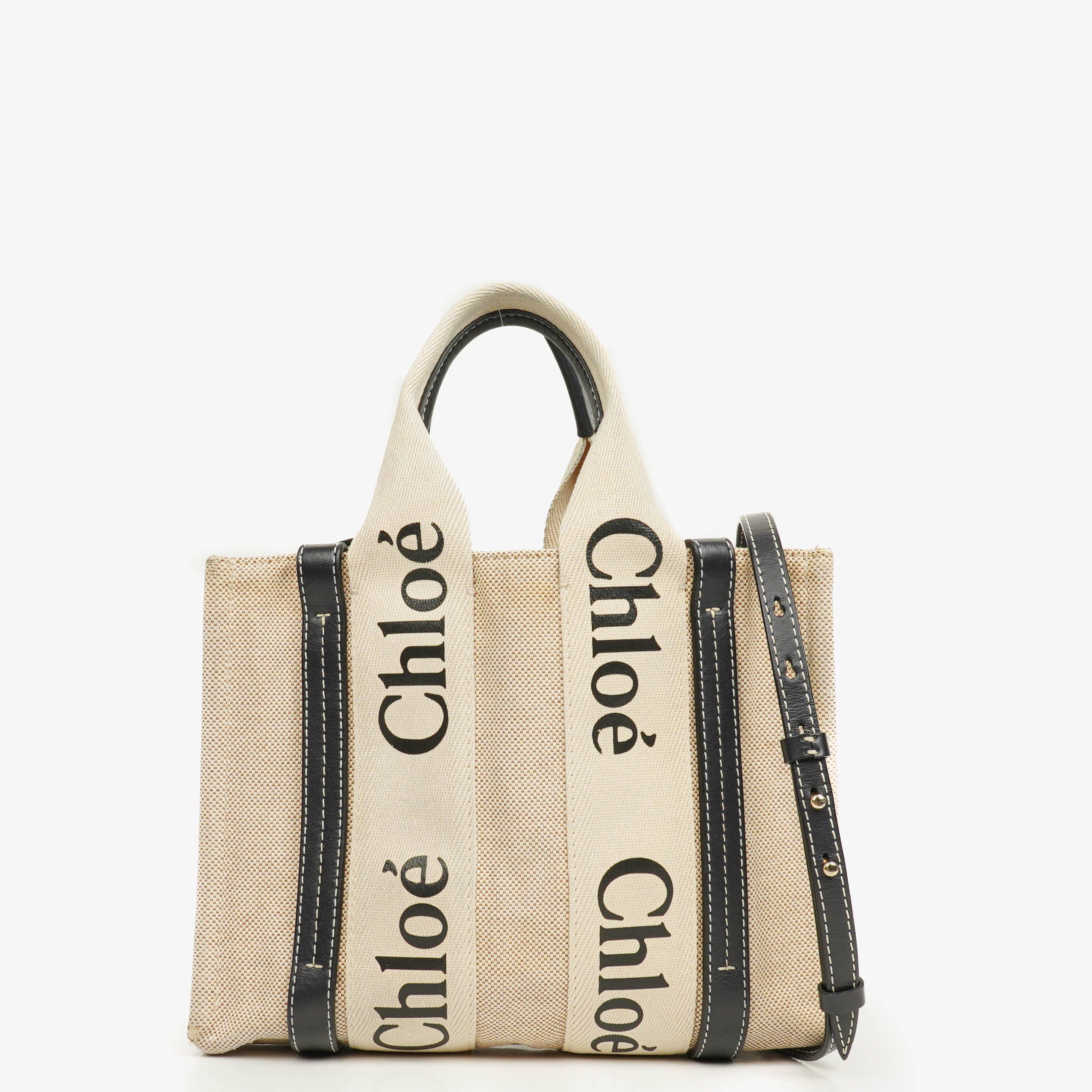 Chloe Small Woody linen Tote Bag