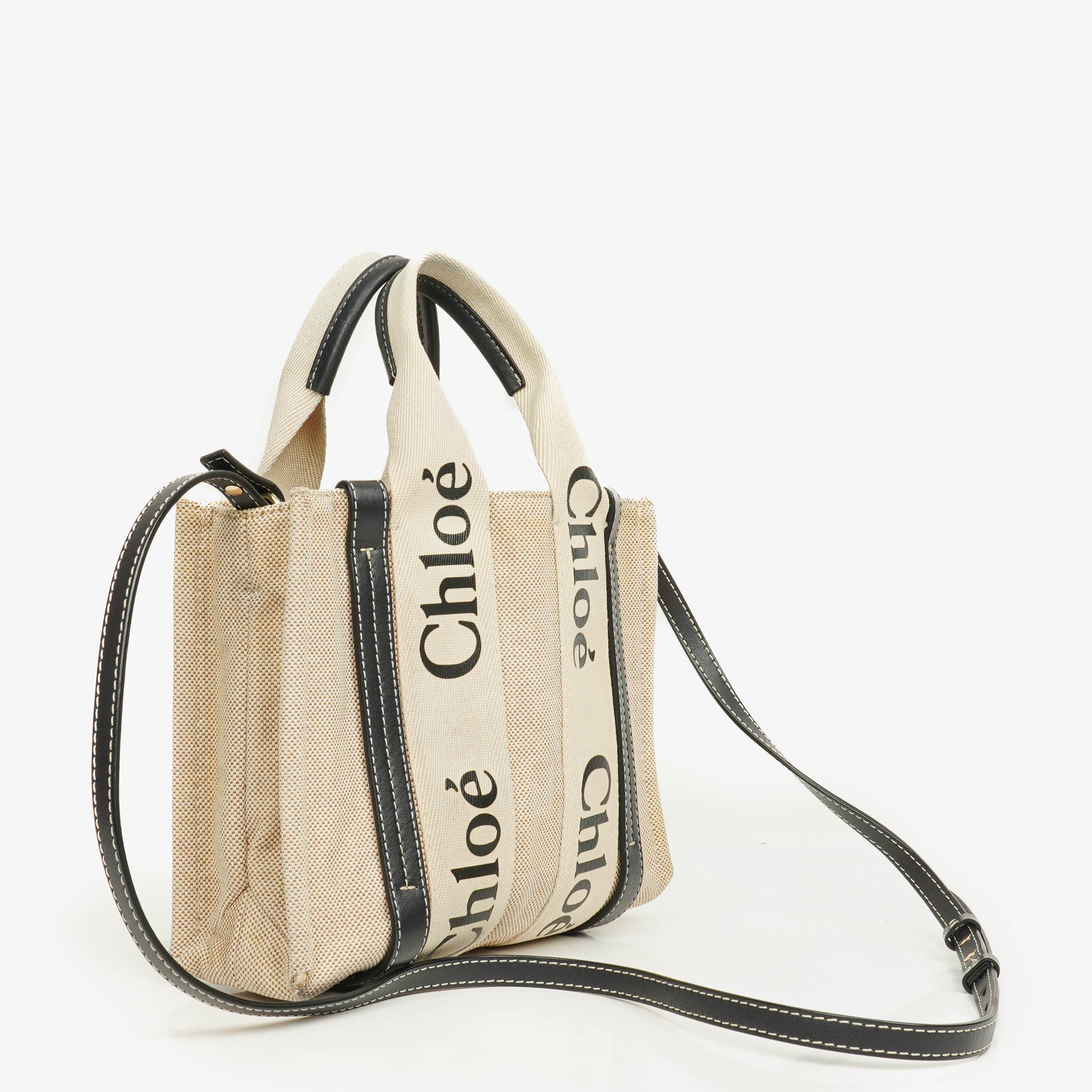 Chloe Small Woody linen Tote Bag