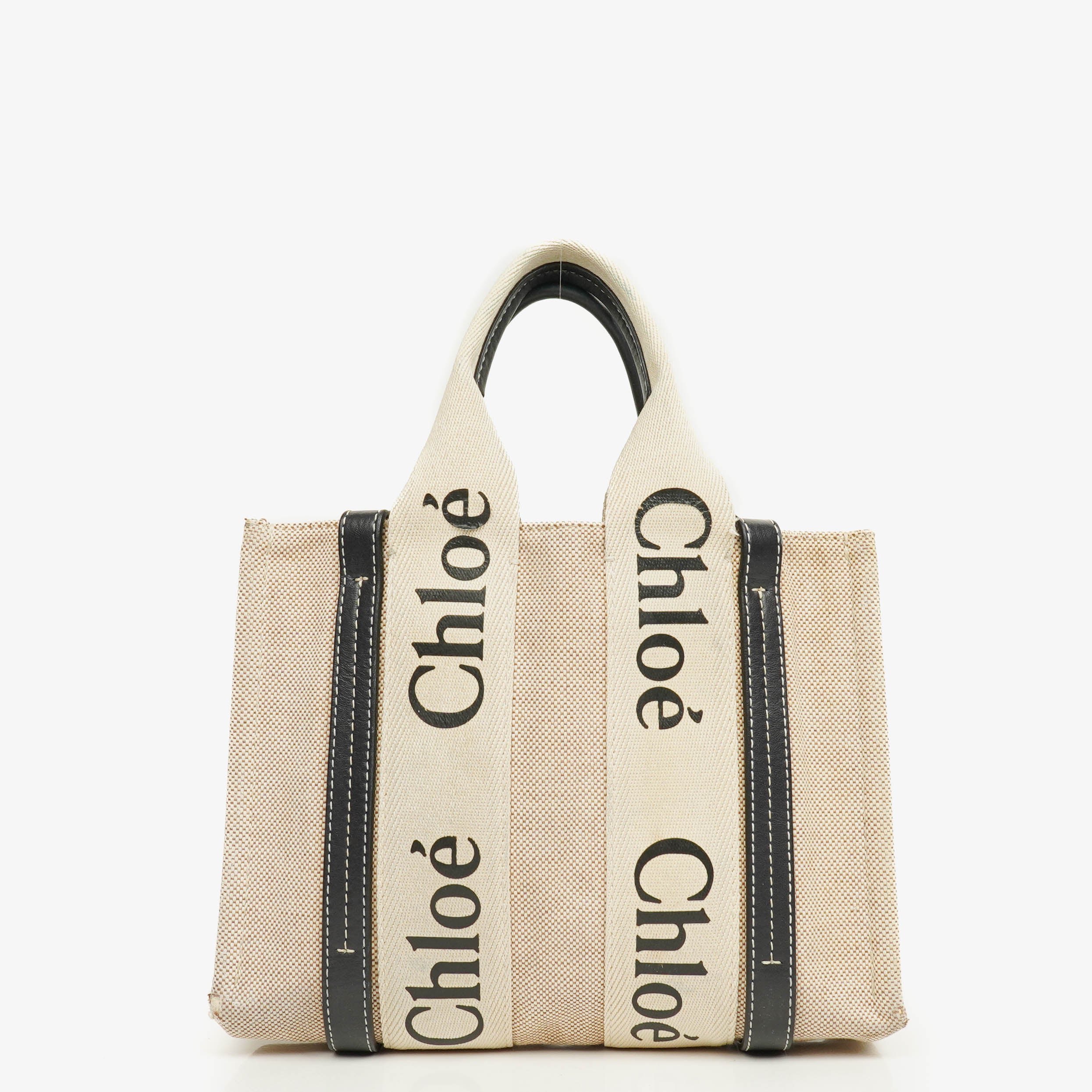 Chloe Small Woody linen Tote Bag