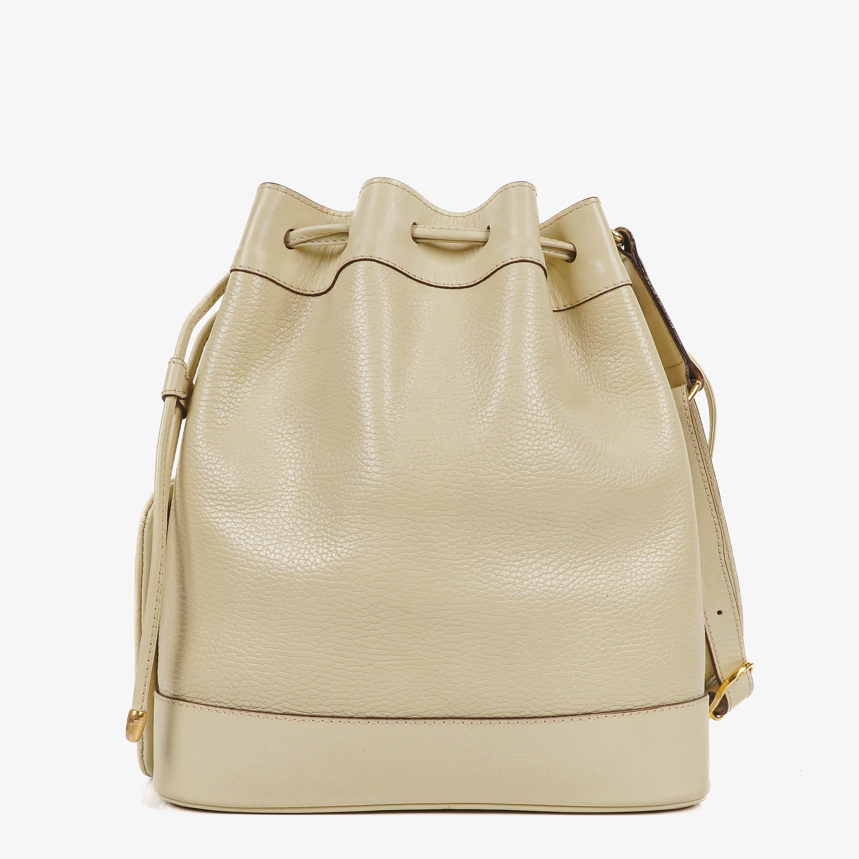 Celine White Leather Drawstring Bucket Bag