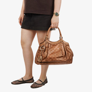 Gucci Guccissima Bronze Leather Sukey Hobo Bag