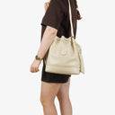 Celine White Leather Drawstring Bucket Bag