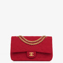 Chanel Medium Classic Vintage Double Flap Bag Quilted Jersey 24K Gold-Plated Hardware
