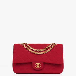 Chanel Medium Classic Vintage Double Flap Bag Quilted Jersey 24K Gold-Plated Hardware