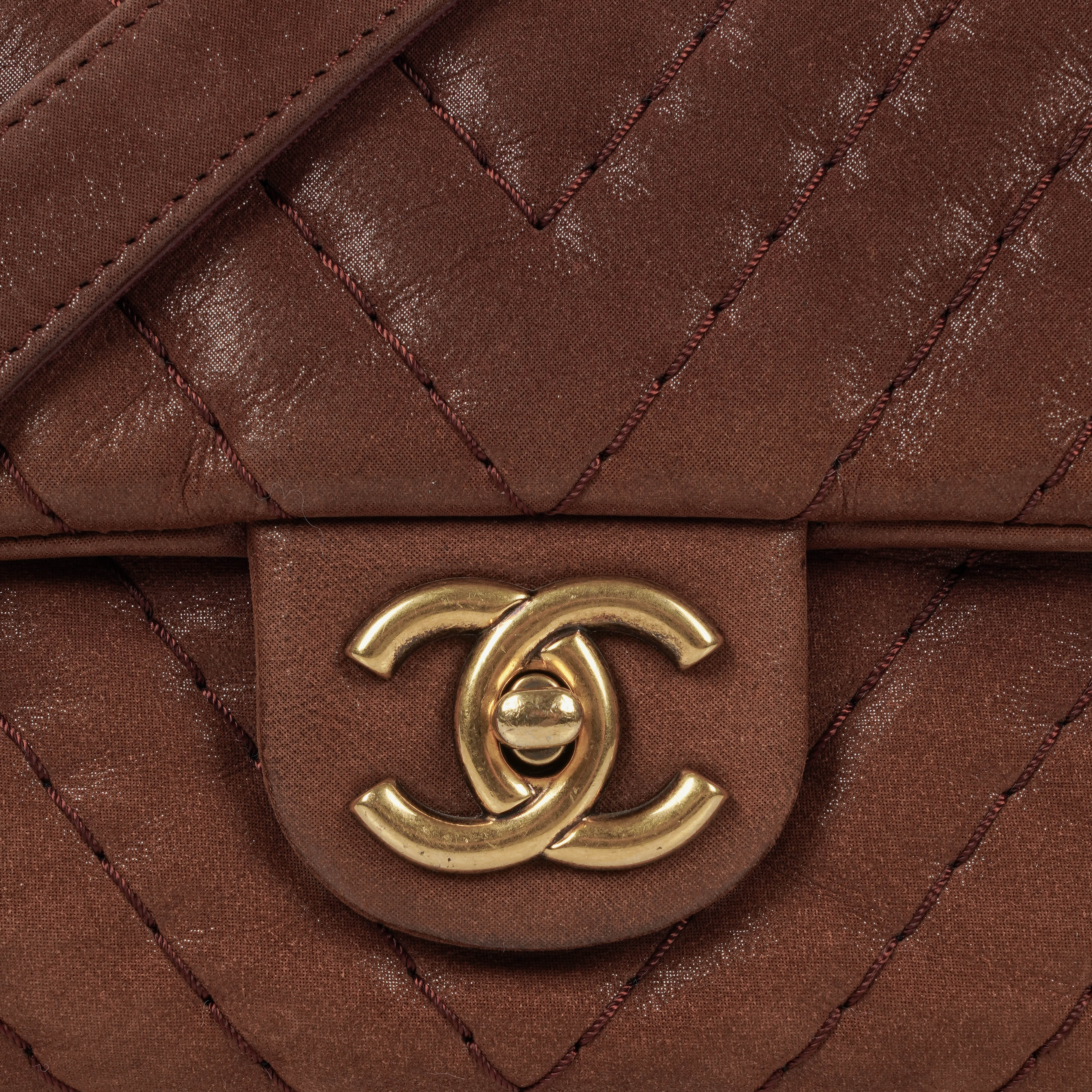 Chanel Surpique Chevron Iridescent Calfskin Flap Bag