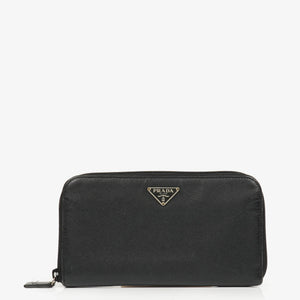 Prada Black Tessuto City Leather Wallet