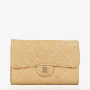 Chanel Classic Beige Leather Flap Wallet&nbsp;