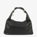Gucci Black Horsebit Medium Leather Hobo Bag