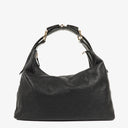 Gucci Black Horsebit Medium Leather Hobo Bag