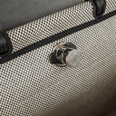 Hermes Zip Cabine Ecru/Blanc/Noir Viking Quadrille Canvas and Hunter Leather Bag