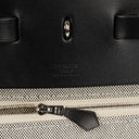 Hermes Zip Cabine Ecru/Blanc/Noir Viking Quadrille Canvas and Hunter Leather Bag