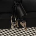 Hermes Zip Cabine Ecru/Blanc/Noir Viking Quadrille Canvas and Hunter Leather Bag