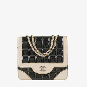 Chanel Multicolour Chocolate Bar Leather And Patent Leather Single Flap Bag