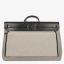 Hermes Zip Cabine Ecru/Blanc/Noir Viking Quadrille Canvas and Hunter Leather Bag