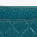 Chanel Turquoise Caviar Quilted Zip Around Wallet