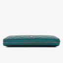 Chanel Turquoise Caviar Quilted Zip Around Wallet