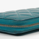 Chanel Turquoise Caviar Quilted Zip Around Wallet