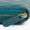 Chanel Turquoise Caviar Quilted Zip Around Wallet