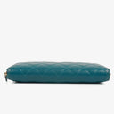 Chanel Turquoise Caviar Quilted Zip Around Wallet
