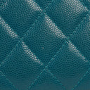 Chanel Turquoise Caviar Quilted Zip Around Wallet